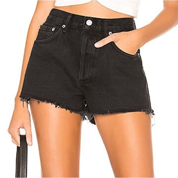 Agolde Pants - AGOLDE Parker Vintage Cut-Off Denim Shorts in Tidal Button Fly